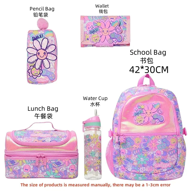 Genuine Australia Smiggle Backpack Pink Sunflower School Bag Cartoon Series Anime Backpack Student Gift Separate Purchases
