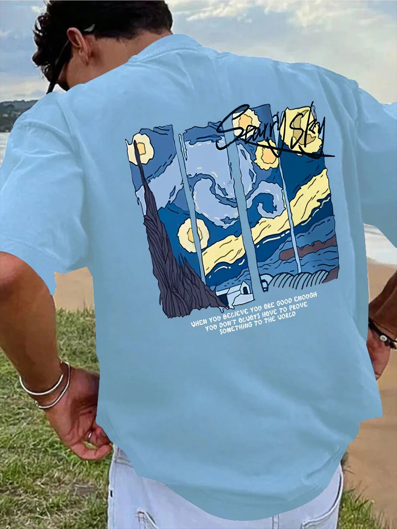Men’s Summer 100% Cotton Casual T-Shirt Oil Painting Print | Loose Fit | Breathable Comfort