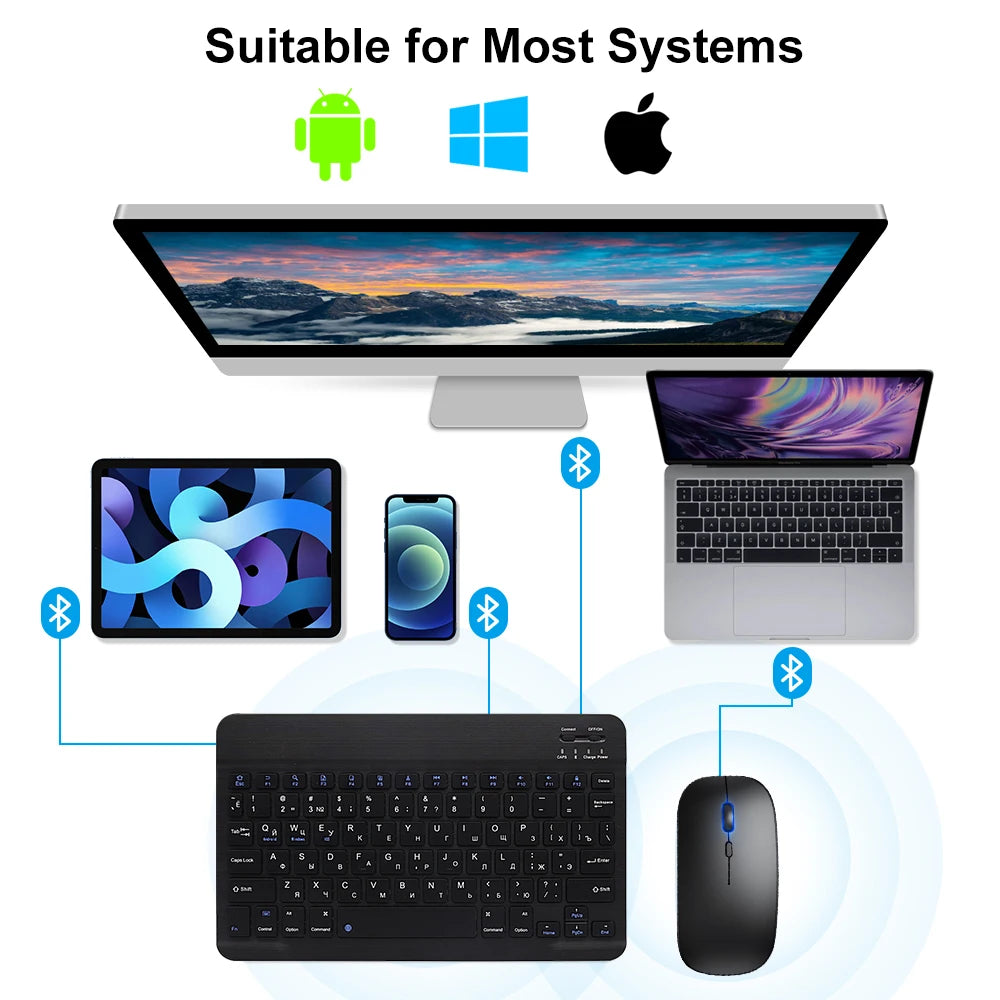 Bluetooth Keyboard and Mouse For iPad Xiaomi Samsung Huawei Phone Tablet Slim Mini Wireless Keyboard For Android IOS Windows