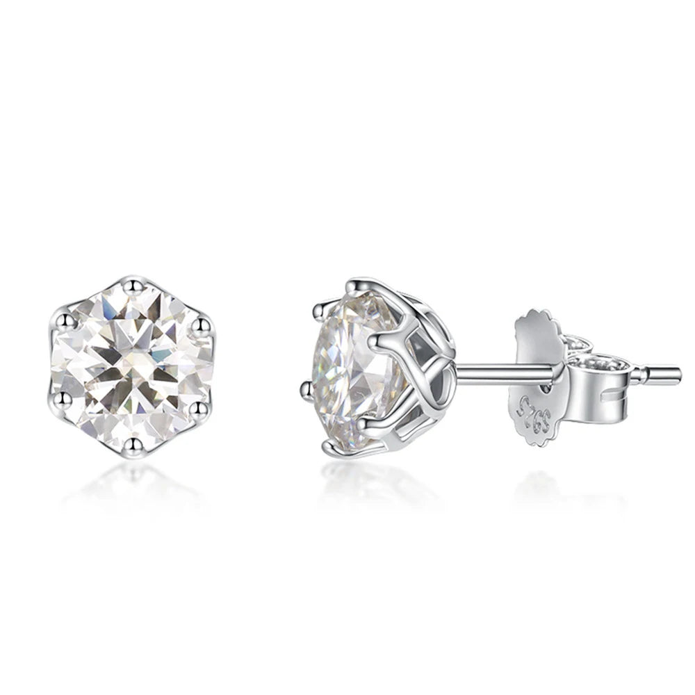 JoyceJelly 1/2/4CT VVS D Color Moissanite Russian Cut 8H8A Lab Diamond Stud Earrings For Women S925 Sterling Silver Fine Jewelry
