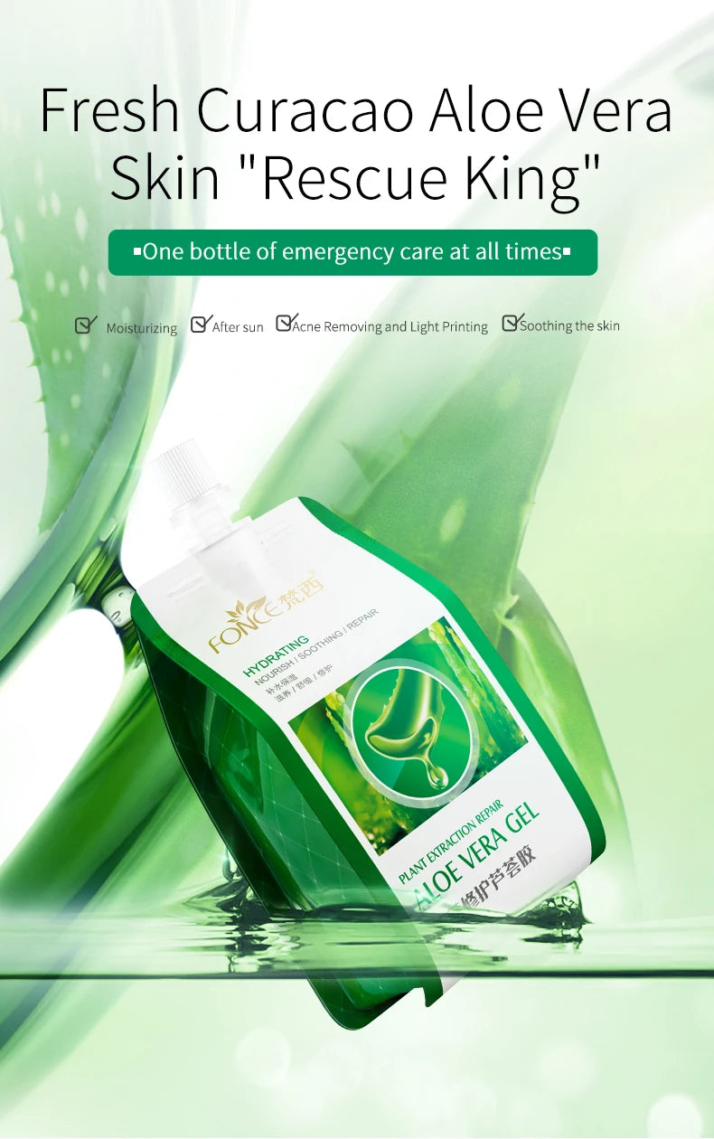 FONCE Organic Pure Aloe Vera Gel 300g Moisturizing Cream Sunburn Aloe Gel Natural Safe Sleeping Mask Soothing Lotion