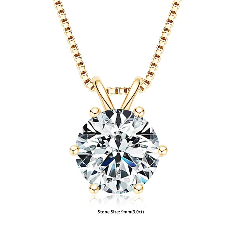 RAPRGOLD GRA Certified 0.5-5ct Moissanite Pendant Necklaces 925 Sterling Silver Solitaire Necklace Chain For Women Jewellry Gift