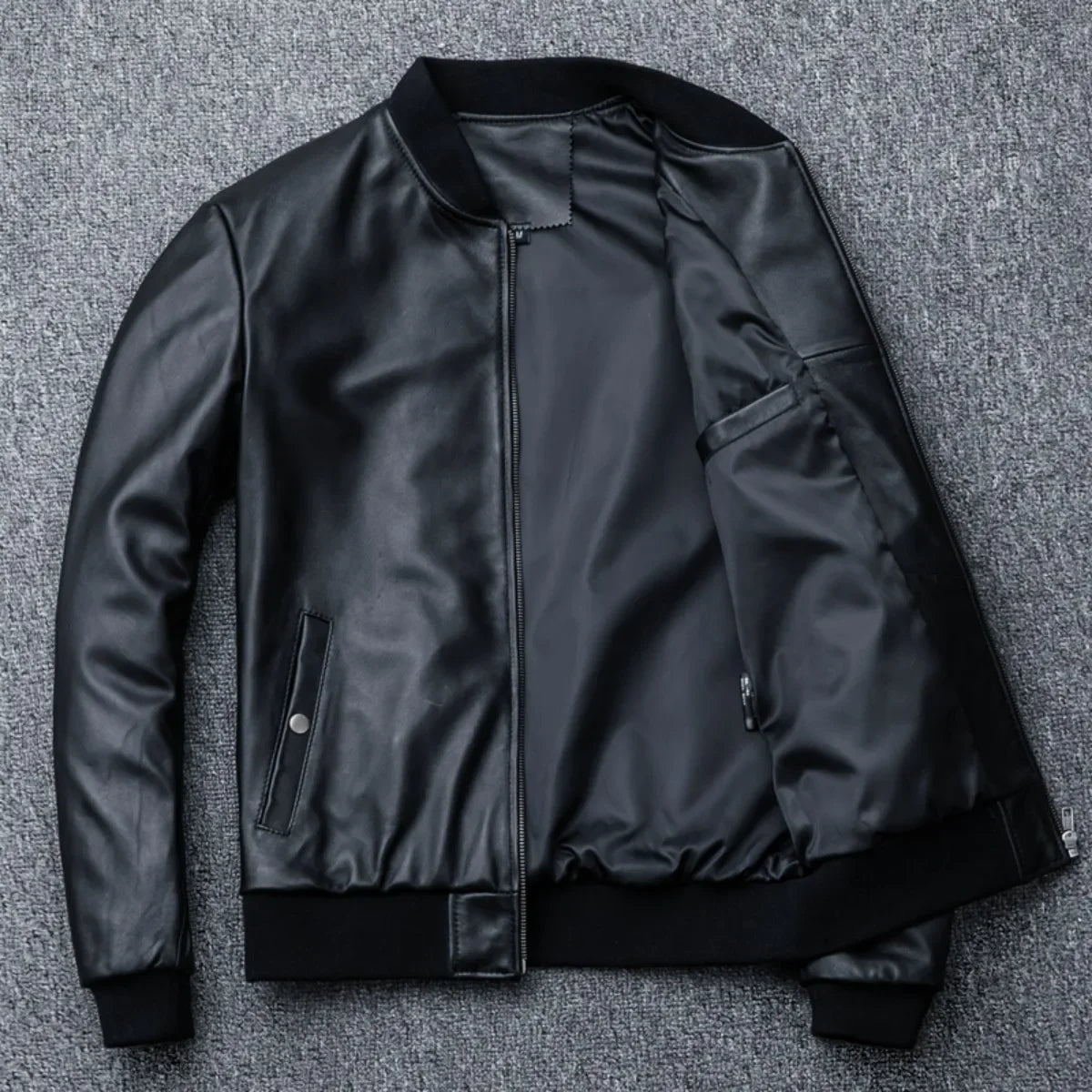 Men's 2025 Sheepskin Motorcycle Jacket – Stand Collar Biker Coat Autumn Winter