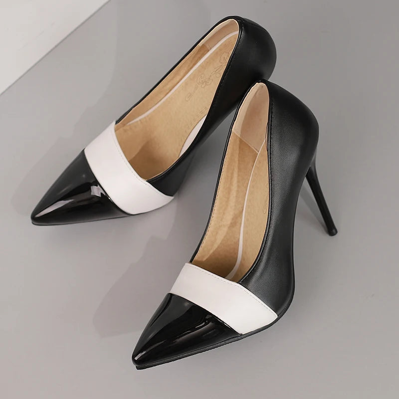 Women’s Mixed Colour Stiletto Pumps – Thin High Heels Pointed Toe Office Shoes