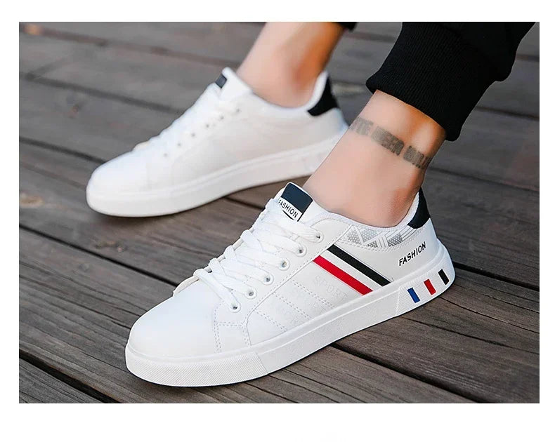 2024 Mens Casual Sneakers New Fashion Lace-up White Shoes Student Comfort Sports Plus Size Vulcanized Shoes Zapatillas De Hombre