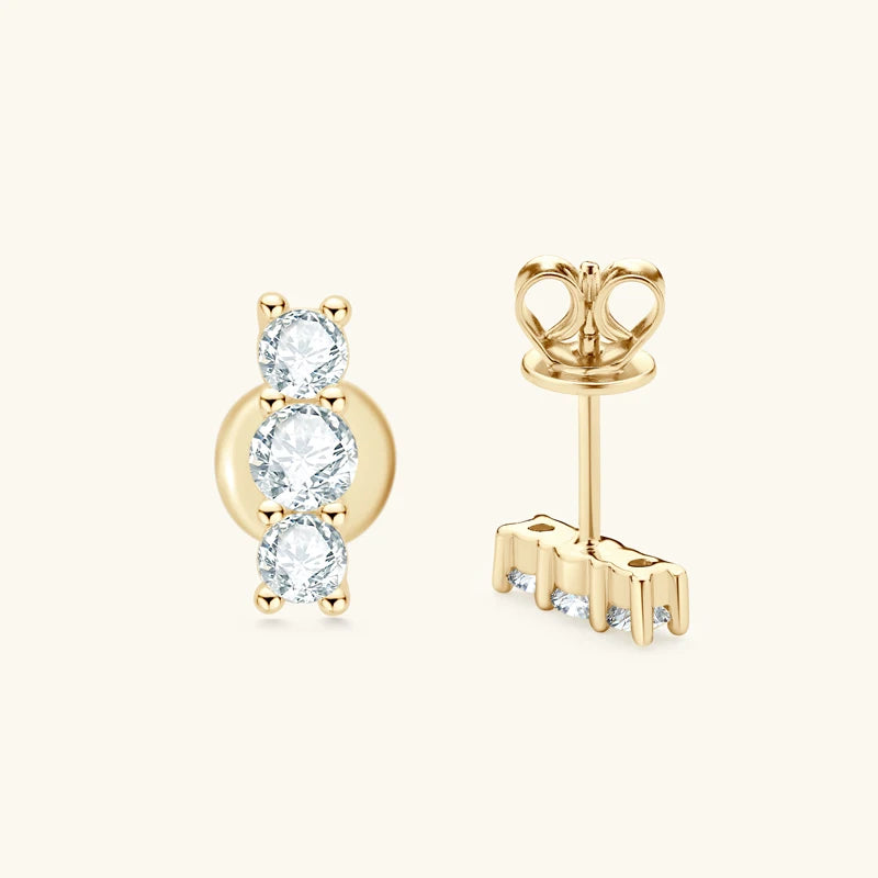 IOGOU Simple 3 Stone Moissanite Pendant Necklace Earrings Jewelry Set for Women Real 925 Silver Valentine's Day Christmas Gifts