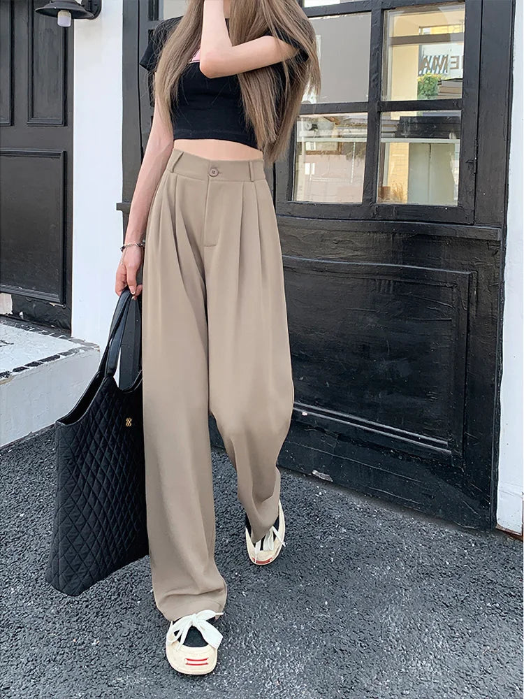 plus Size Women's Casual Wide Leg Pants High Waist Slimming Trousers Versatile Spring Faion Korean Sle Commute Pants