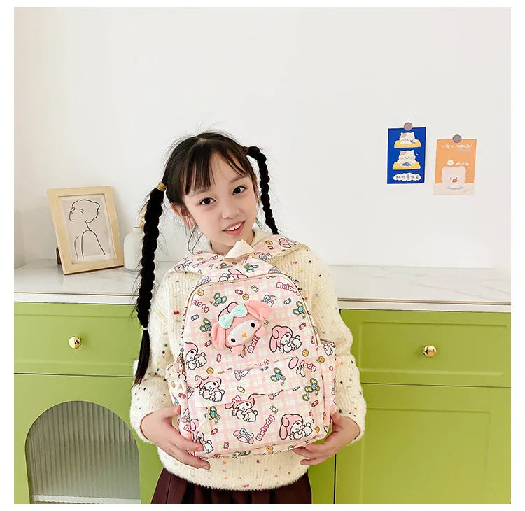 Sanrio Hello Kitty Kuromi Cinnamoroll New Fashion Children's School Bag Cute Large Capacity Kids Backpack College Bag