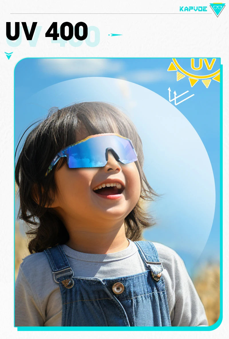 KAPVOE Photochromic Child Sunglasses Bicycle Cycling Glasses Teenagers Sports Glasses Boys Girls Windproof UV400 Goggles
