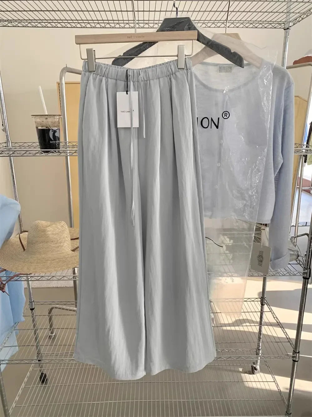 Slimming Wide Leg Cotton Linen Loose Fit Thin High Waist Casual Solid Color Summer Trousers for Women Elegant Drapey Style