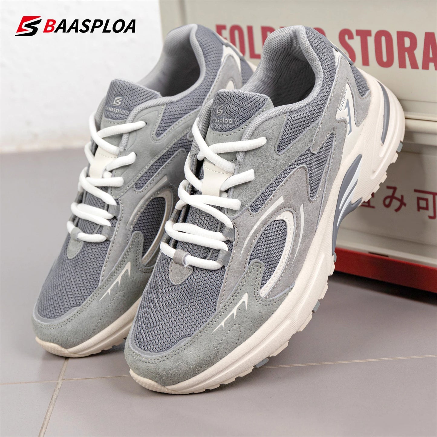 Baaslpoa New Men's Running Shoes Casual Mesh Fabric Breathable Non-Slip Walking Shoes Male Outdoor Basketball Sports Shoes