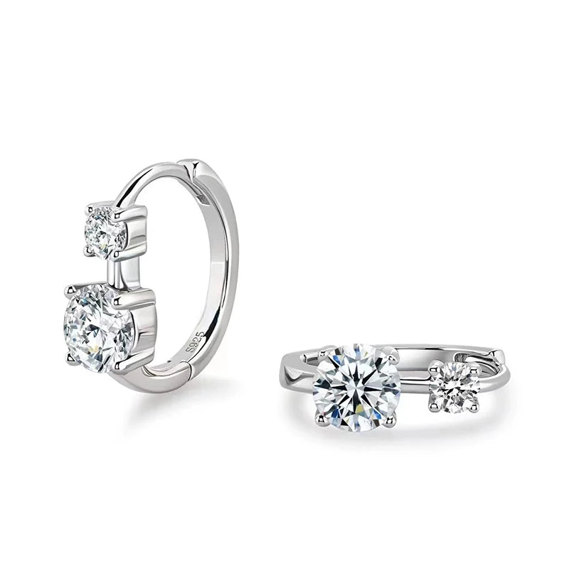 Lnngy 6.5mm Moissanite Earrings With Certificate Brinco Prata 925 Sterling Silver Hoop Earring For Women Korean Ear Jewerly