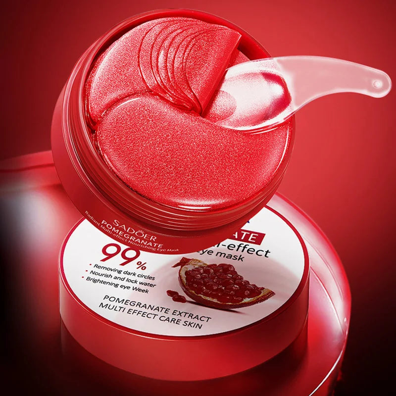 60pcs SADOER Red Pomegranate Collagen Eye Mask Firming Anti Dark Circles Remove Eyes Bag Moisturizing Eye Patches Eyes Skin Care