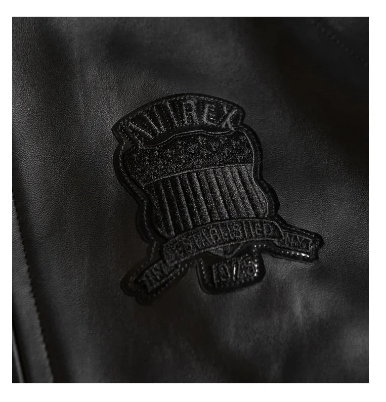 Avirex Fall New Listing Original Men's Casual Iconic Military Bomber Jacket US Size European Antique Sheepskin Coat Black Top