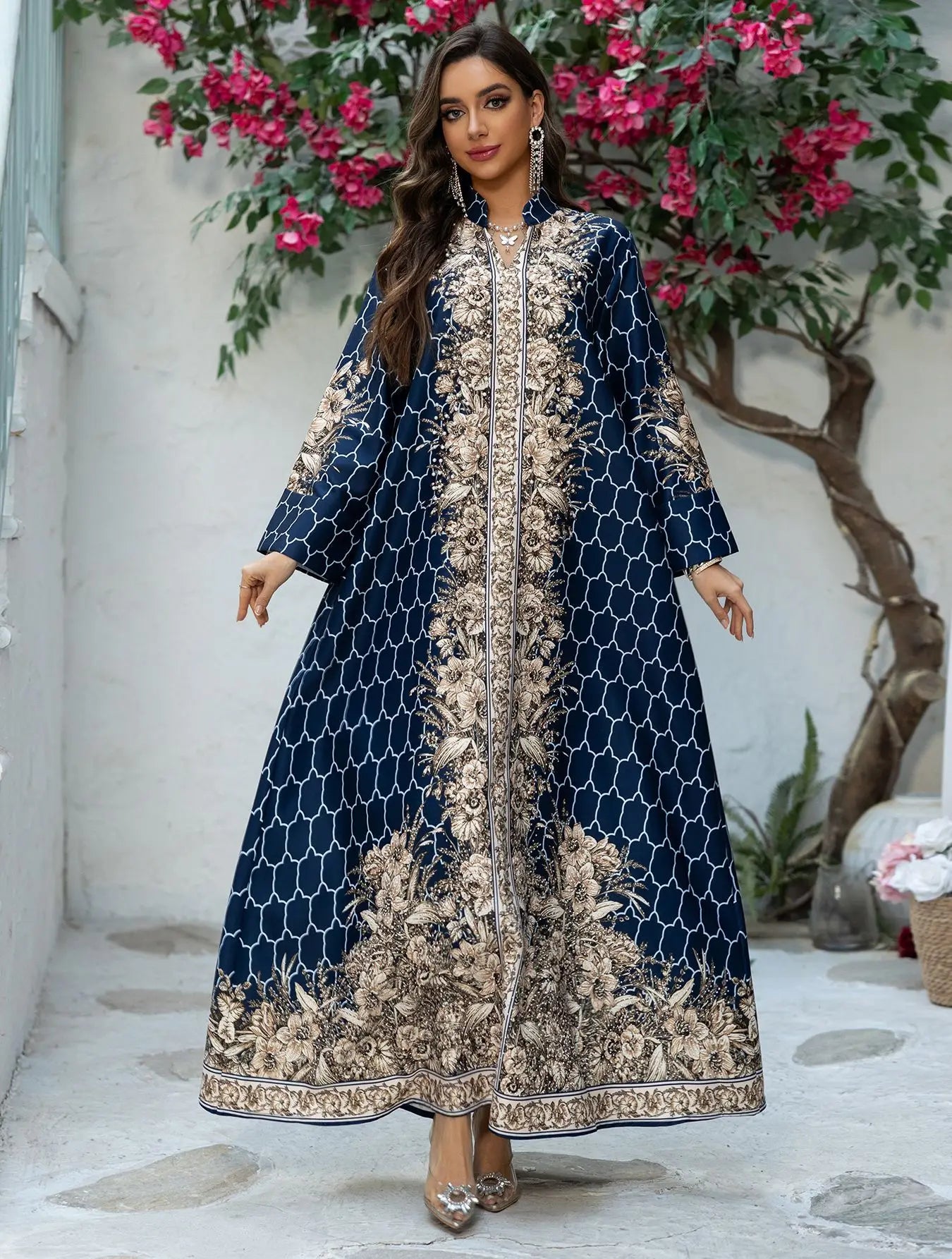 Muslim Dress Women Abaya for Eid Diamond Party Dresses Arab Long Robe Print Abayas Dubai Morocco Kaftan Islam Jalabiya Vestidos