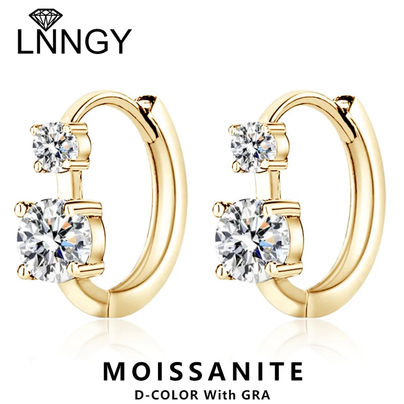 Lnngy 6.5mm Moissanite Earrings With Certificate Brinco Prata 925 Sterling Silver Hoop Earring For Women Korean Ear Jewerly