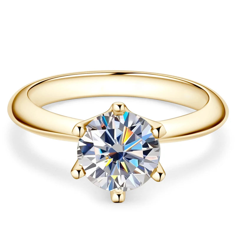Lnngy 8MM 2CT Moissanite Ring With Certificate 925 Sterling Silver Solitaire Rings for Women Girls Sparkling Wedding Bands Gift