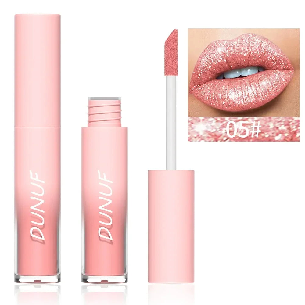 18 Color Sexy Red Diamond Glitter Lip Gloss Metallic Waterproof Long Lasting Matte Shimmer Liquid Lipstick Women Makeup Cosmetic