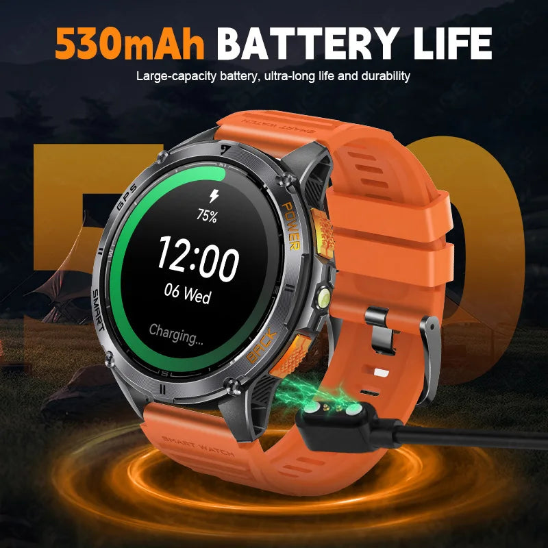 LIGE New GPS tracking Smart Watch BT Call 466*466 AMLOED Screen Heart Rate 530mAh Battery Outdoor Compass Flashlight Smartwatch