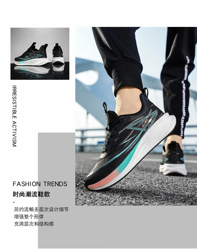 Marathon Air Cushion Men Sports Running Shoes Breathable Lightweight Women's Comfortable Athletic Nonskid Carbon Plate Sneakers