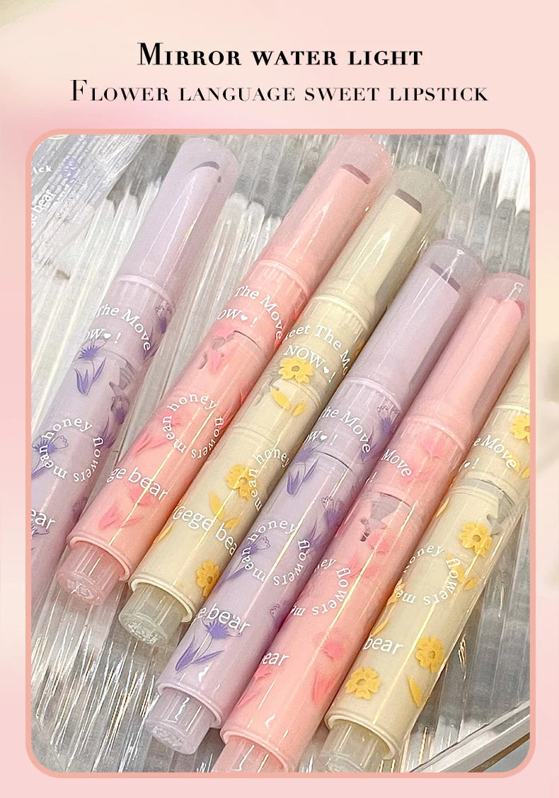 Gege bear flower words honey lipstick moisturizing mirror gloss jelly love lipstick lipstick pen