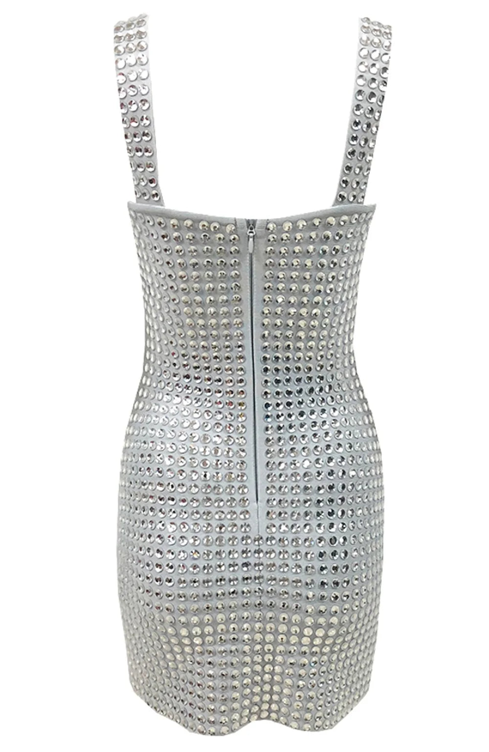 Mila Silver Spaghetti Strap Prom Dress Sleeveless Zip Customized Luxurious Women Evening Dresses Sexy Mini vestidos de fiesta