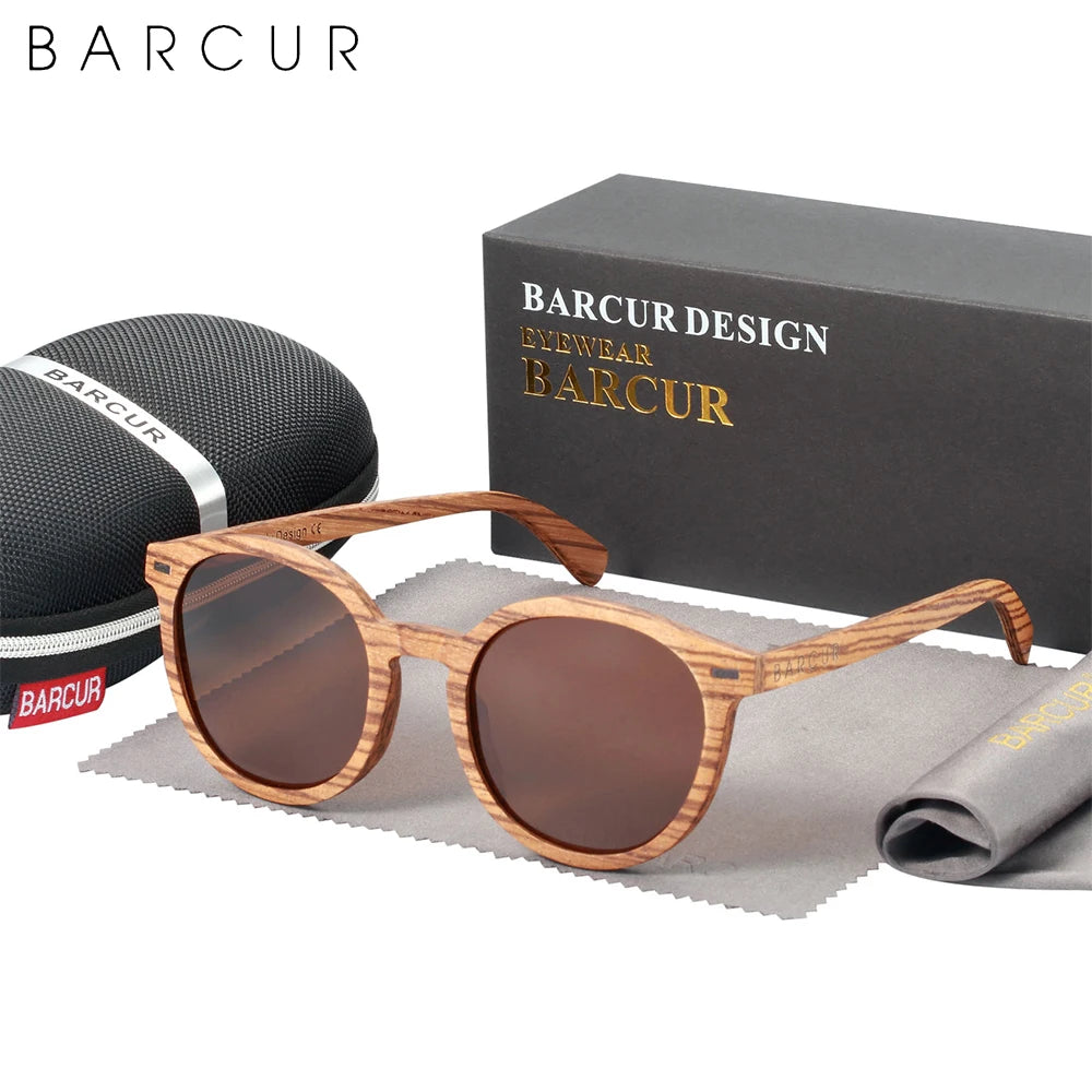 BARCUR Brand Deisgn Stylish Cat Eey Zebra Wood Sunglasses Polarized UV400 Men Women Sun glasses UV400