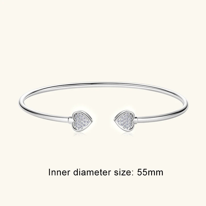 Lnngy Sparkling Moissanite Bracelets For Women Girl Original and Pure 925 Sterling Silver Cuff Bracelet Open Wrist Jewelry Gift
