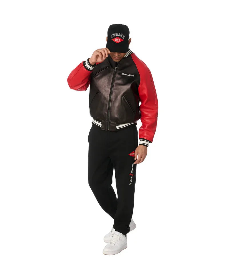 Avirex New Europe Antique Sheepskin Baseball 100% Genuine Leather Varsity Jacket Embroidered Logo Fashion US Size men's Coat Top