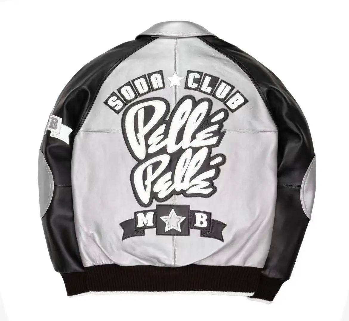 2025 Spring New Classic Soda Club Plush Jacket Europe Imported Lamb Skin Jacket Double Leather Embroidered Men's Leather Coat
