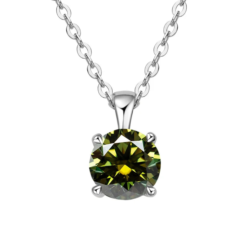 JoyceJelly Classic Four Prong 1ct Moissanite Necklace Women's 925 Sterling Silver Plated 18k Gold Pendant Luxury Fine Jewelry