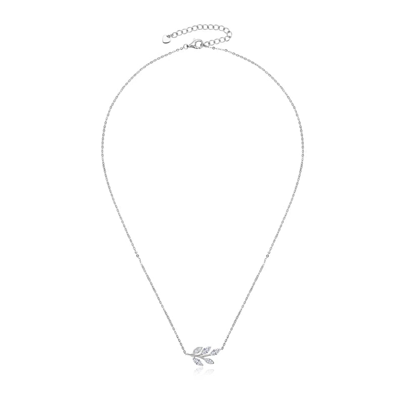 Lnngy Certified GRA Marquise Cut Moissanite Leaf Pendant Necklace Real Silver Chain 925 For Women Exquisite Neck Jewelry Gift