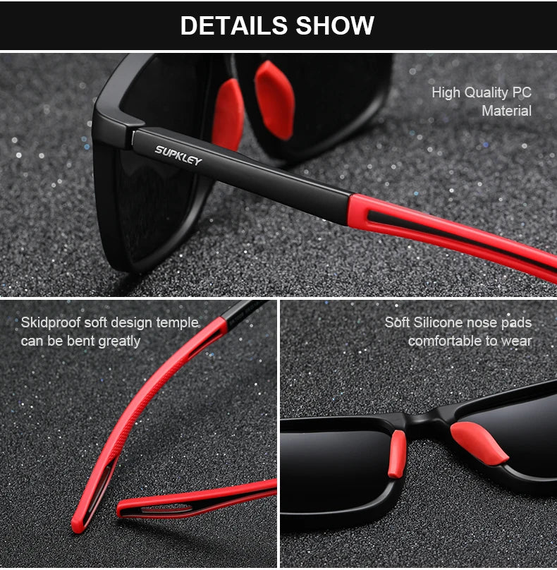 SUPKLEY Men's Sports Sunglasses Women's Comfortable and Lightweight Polarized Sunglasses UV400 Best Protective Glasses