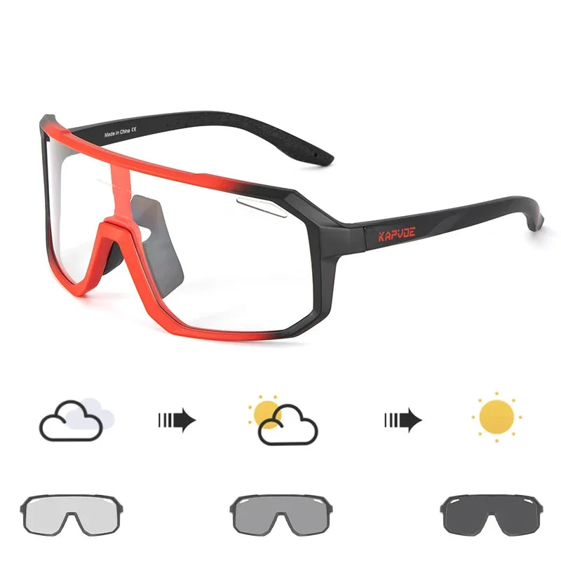 Kapvoe Photochromic Cycling Glasses Men Women Bicycle Glasses MTB Road Bike Eyewear Outdoor Sports Sunglasses Gafas Ciclismo