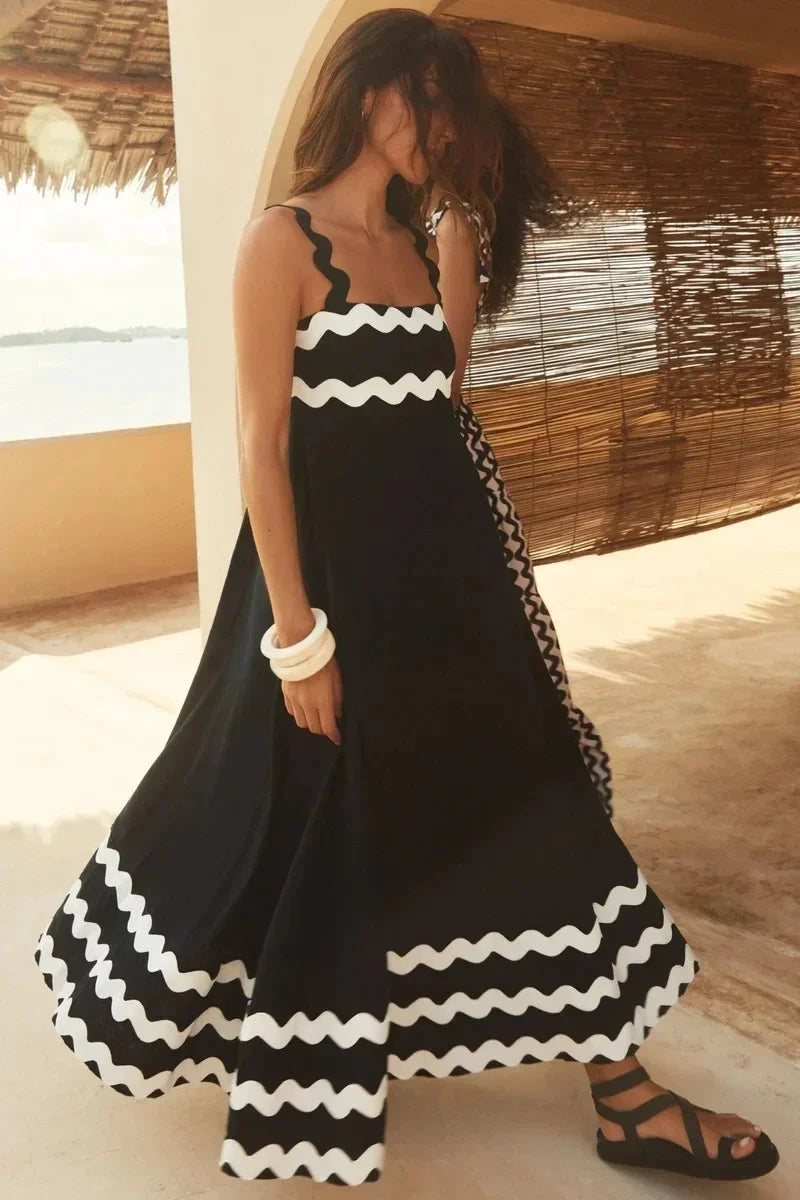 EuroWave Eleganza Dress – Summer 2025 A-Line Printed Maxi