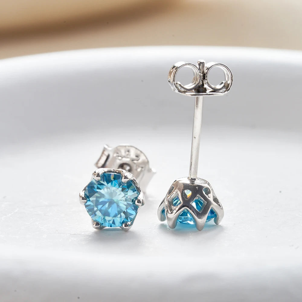 JoyceJelly 1/2/4CT VVS D Color Moissanite Russian Cut 8H8A Lab Diamond Stud Earrings For Women S925 Sterling Silver Fine Jewelry