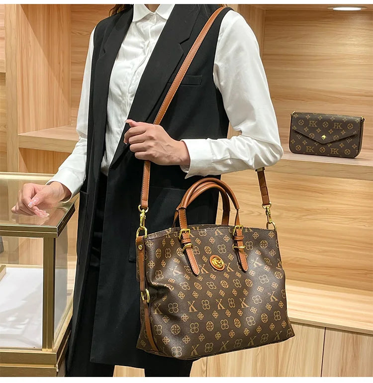 Women’s Light Luxury Retro Handbag – Large Capacity Shoulder & Crossbody Tote – 2025 High-End Fashion