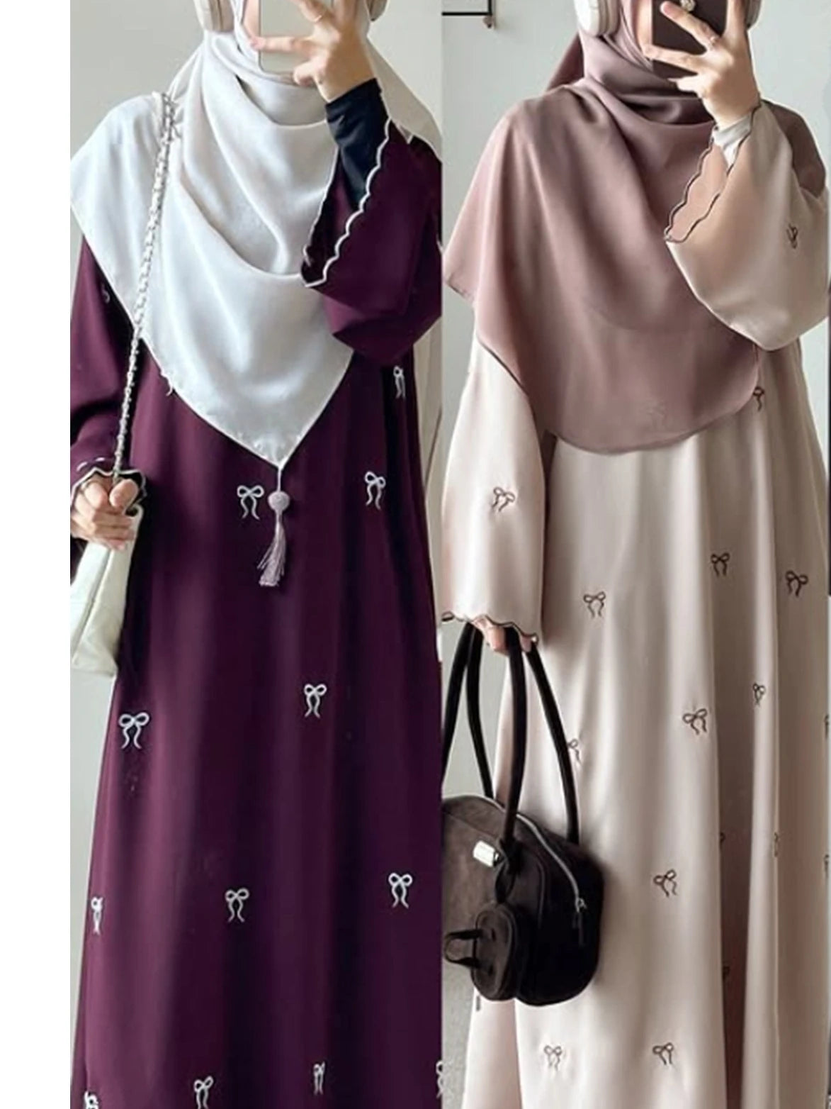 Eid Women Party Dress Muslim Abaya Bow Embroidery Modest Jalabiya Ramadan Long Dresses Abayas Vestidos Largos Kaftan Long Robe
