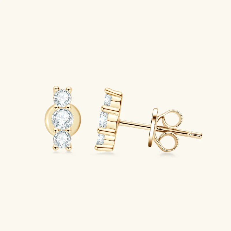 IOGOU Simple 3 Stone Moissanite Pendant Necklace Earrings Jewelry Set for Women Real 925 Silver Valentine's Day Christmas Gifts