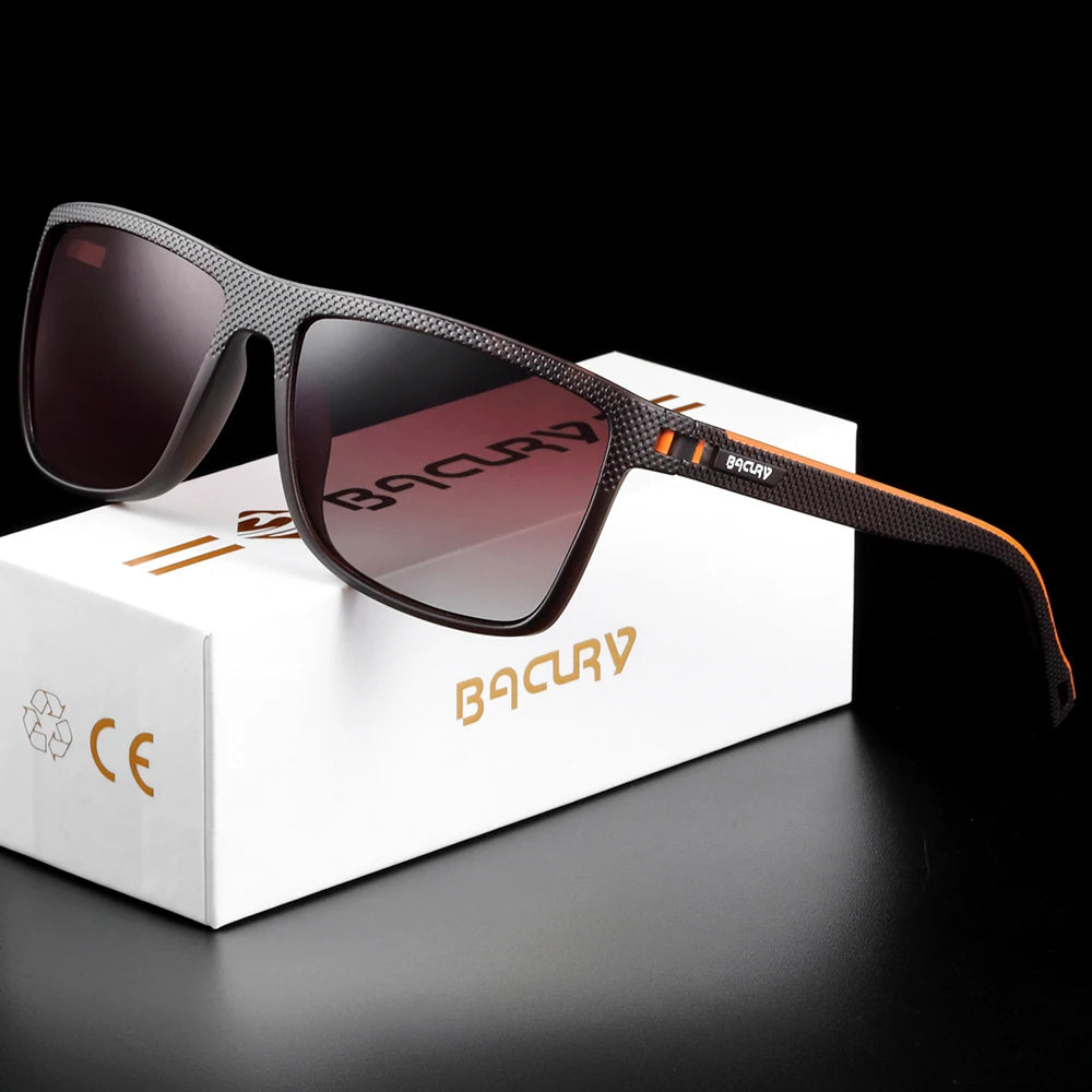 BACURY Brand Original Polarized Men Sunglasses TR90 Square Comfortable Driving Finishing Hiking Sun Glasses Women Eyewear
