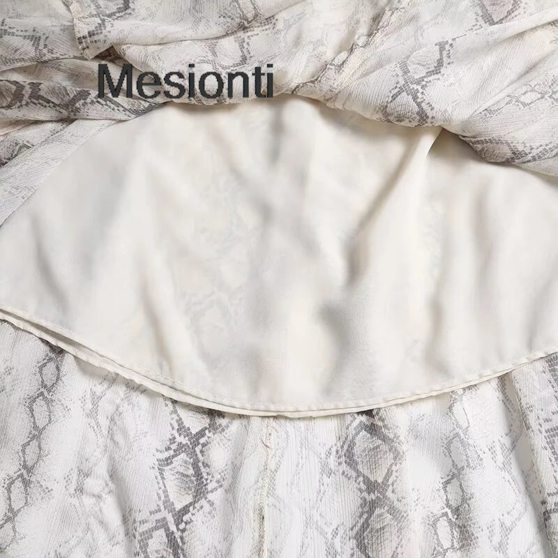 Female Serpentine Print Wide Swing Skirt Woman New Fashion Elegant Long Skirts For Women 2025 Evening Party Skirts