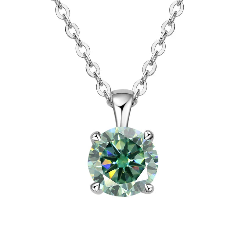 JoyceJelly Classic Four Prong 1ct Moissanite Necklace Women's 925 Sterling Silver Plated 18k Gold Pendant Luxury Fine Jewelry