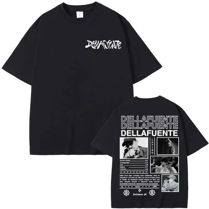 Rapper Dellafuente New Album 2025 Tour T-shirts Men Women Harajuku Gothic Hip Hop Punk T Shirt Fashion Casual T-shirt