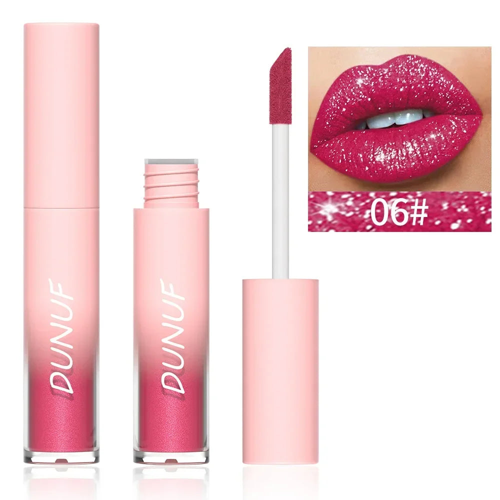 18 Color Sexy Red Diamond Glitter Lip Gloss Metallic Waterproof Long Lasting Matte Shimmer Liquid Lipstick Women Makeup Cosmetic