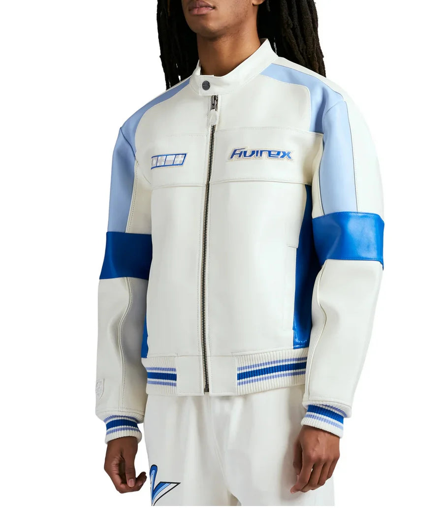 AVIREX Spring New OFF SHORE RACING JACKET European antique sheepskin jacket men's casual embroidered applique art coat tops