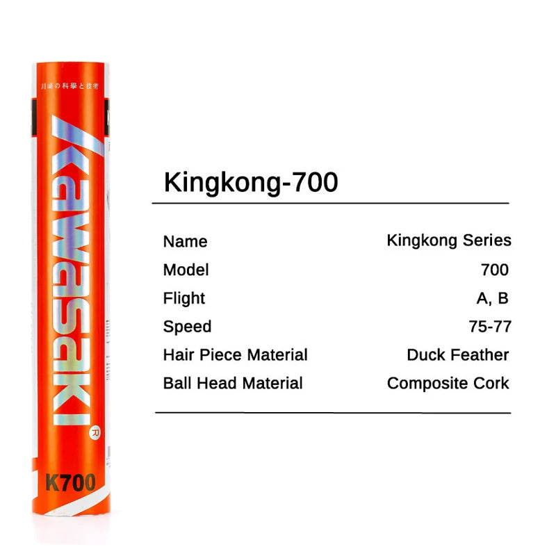 Kawasaki King Kong 500/700 Feather Badminton Shuttlecock For Clubs & Training Racquet Sports Speed 76 77 Durable Badminton