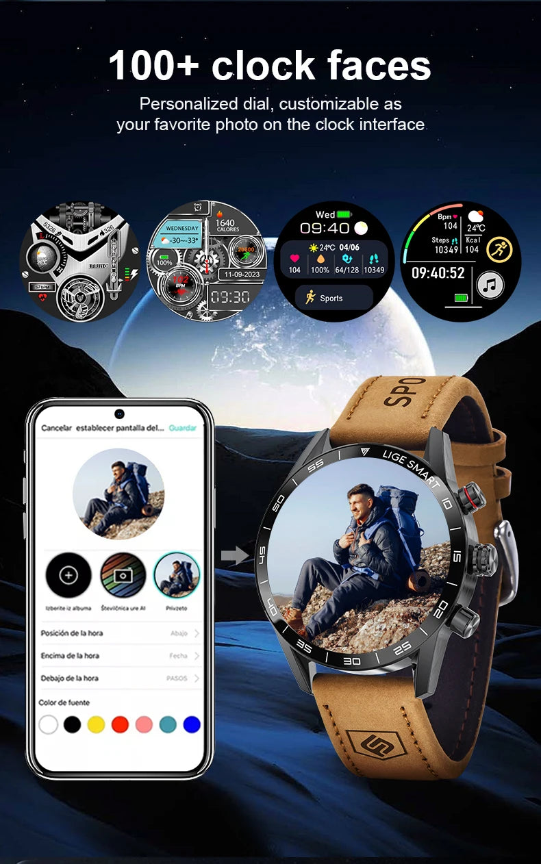 LIGE 2025 New Rugged Military Sports Smart Watch Men 1.39” HD Screen Heart Rate Bluetooth Call Waterproof Outdoor Men SmartWatch