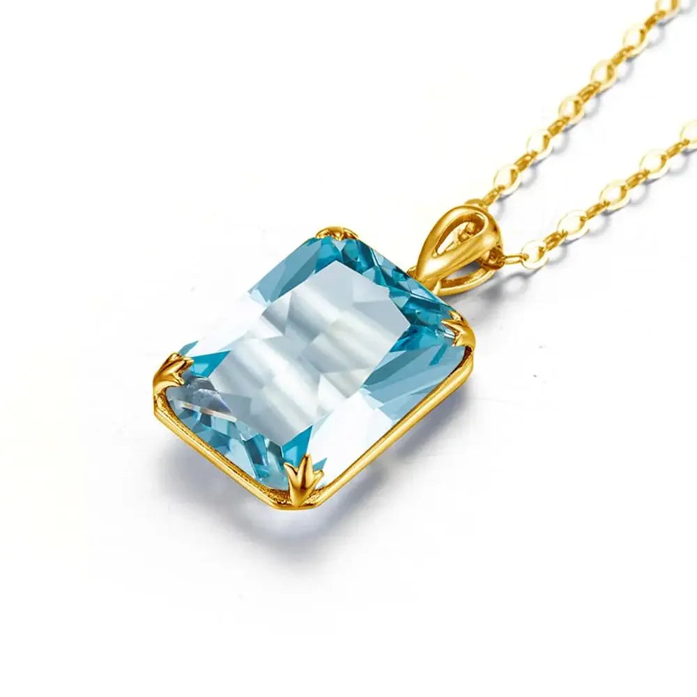 100% Real Silver 925 Necklace Pendant Aquamarine Women Jewelry Birthday Party Banquet Girl Accessories 2022 New Trendy