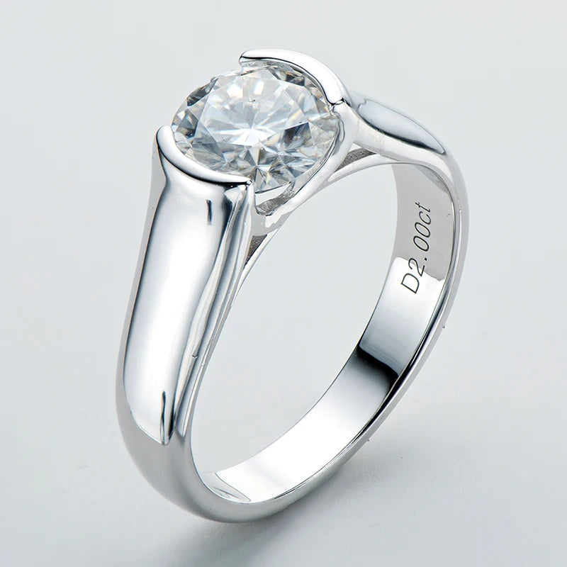 IOGOU 18K Gold Plated Engagement Rings 8mm 2.0carat D Color VVS1 Moissanite Diamond Rings for Women Men 100% Silver 925 Jewelry