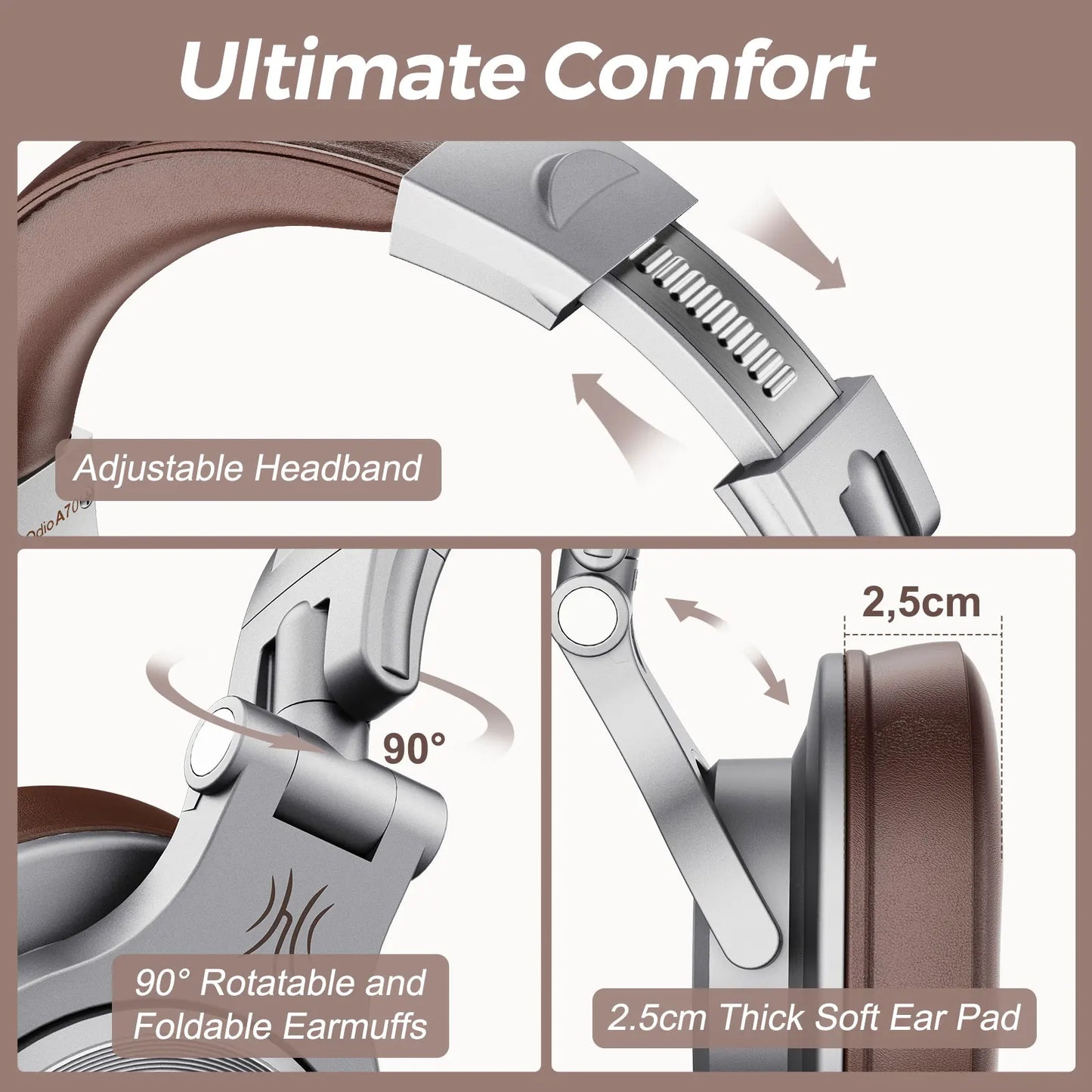 Oneodio A70 Fusion Wired + Wireless Bluetooth 5.2 Headphones For Phone With Mic Over Ear Studio DJ Headphone Recording Headset